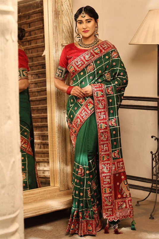 Appealing Green Color Patola Silk Saree For Wedding