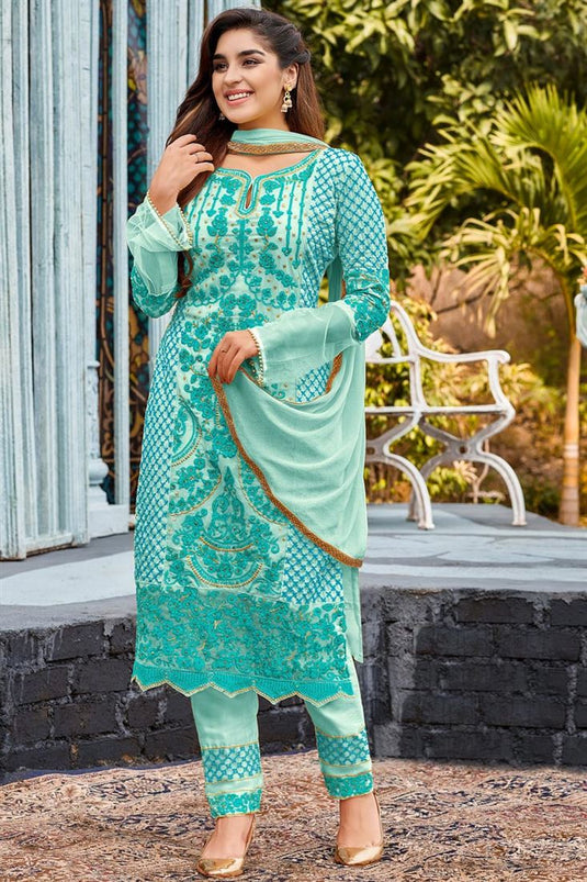 Ingenious Sea Green Color Salwar Suit In Georgette Fabric