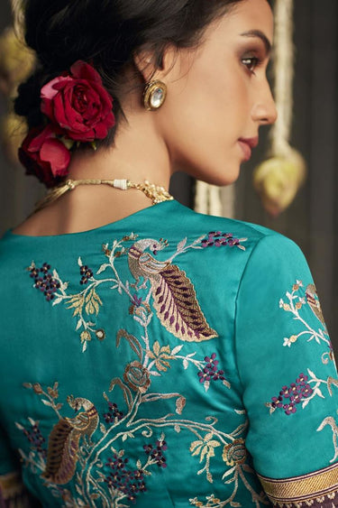 Crepe Fabric Purple Color Kajal Aggarwal Superior Saree With Border Work