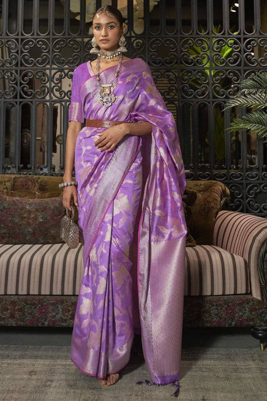 Lavender Color Art Silk Fabric Fascinating Party Look Saree