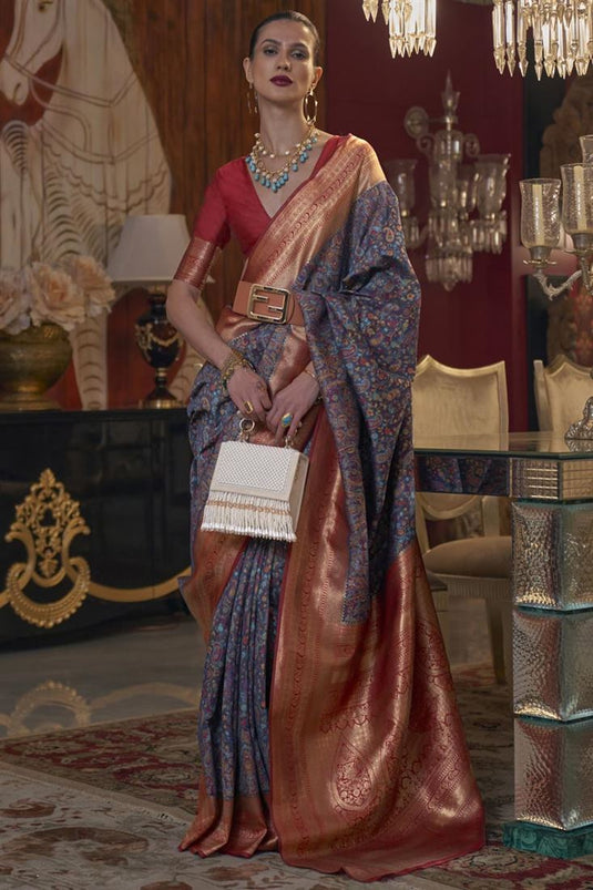 Radiant Blue Color Function Wear Silk Saree