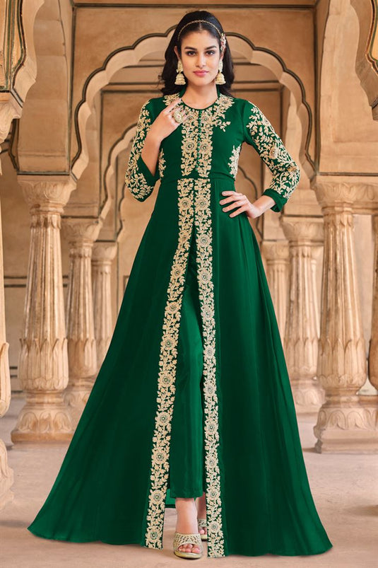 Green Color Georgette Fabric Function Wear Divine Anarkali Suit