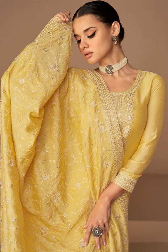 Eugeniya Belousova Art Silk Yellow Supreme Palazzo Suit