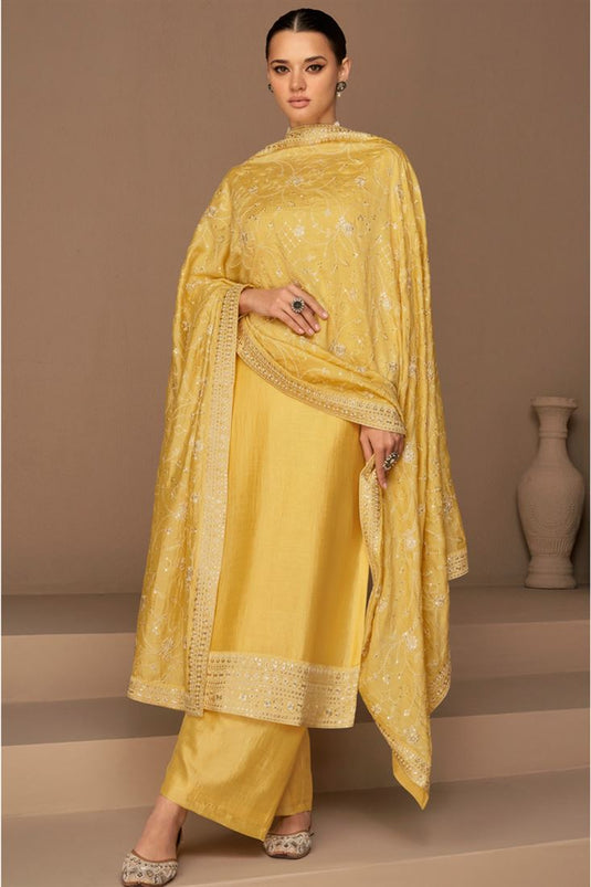 Eugeniya Belousova Art Silk Yellow Supreme Palazzo Suit