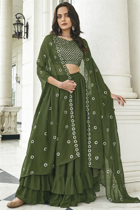 Himanshi Parashar Fabulous Mehendi Green Color Georgette Lehenga