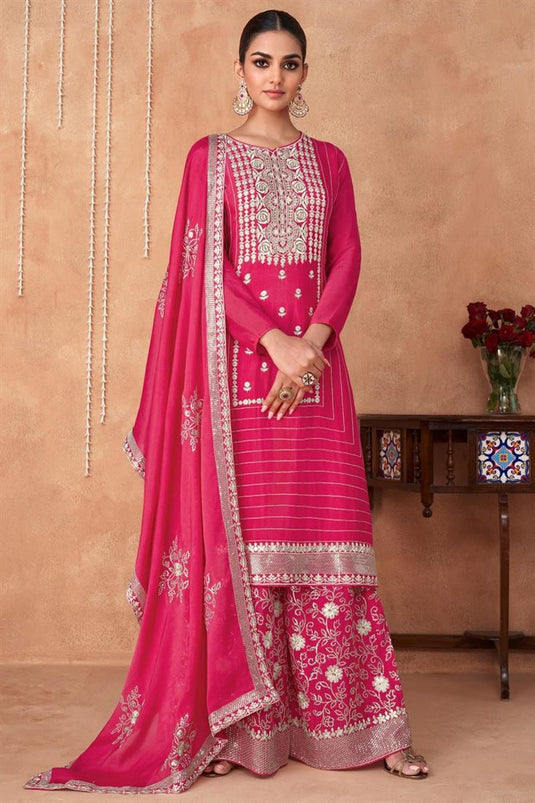 Pink Color Beautiful Party Look Georgette Palazzo Suit