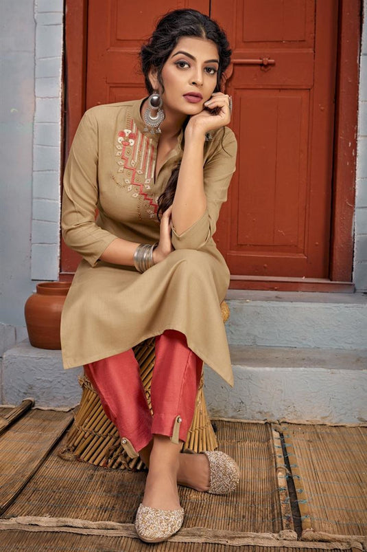 Beige colour store long kurtis