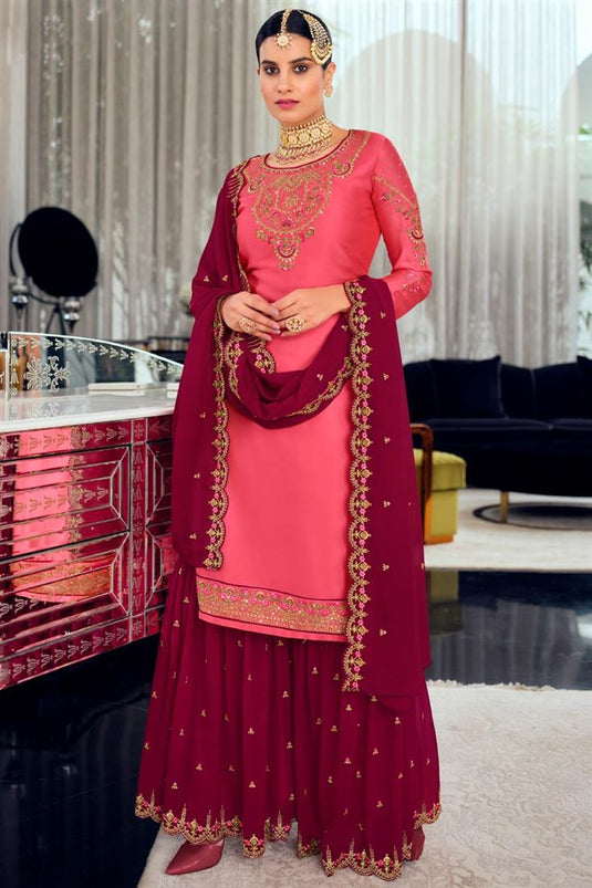 Georgette Fabric Pink Color Winsome Sharara Suit