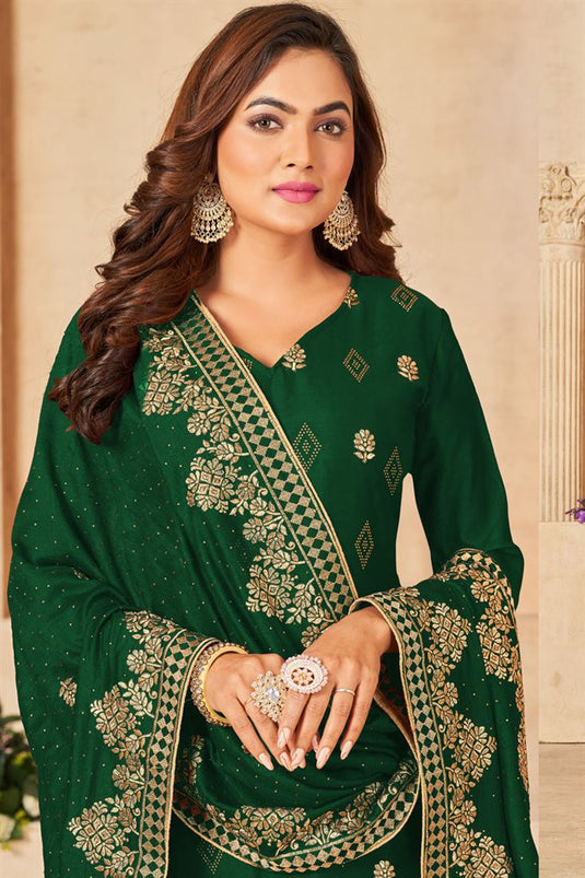 Radiant Green Color Vichitra Fabric Function Wear Salwar Suit