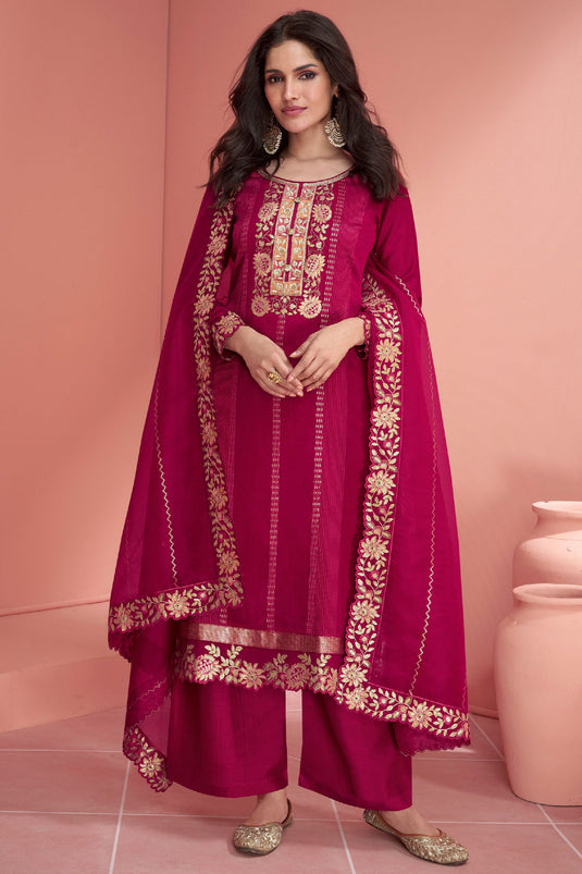 Rani Color Art Silk Fabric Gorgeous Function Wear Palazzo Suit