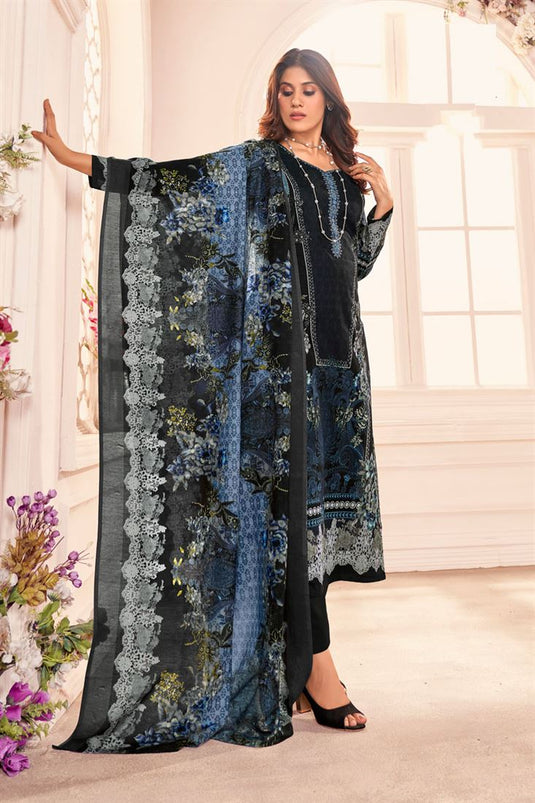 Black Color Ingenious Cotton Light Weight Casual Salwar Suit