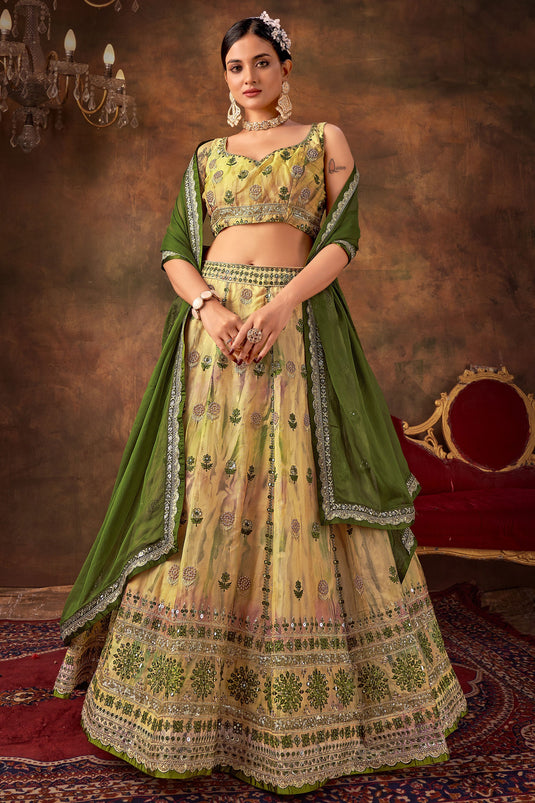 Multi Color Organza Embroidered Designer Lehenga Choli