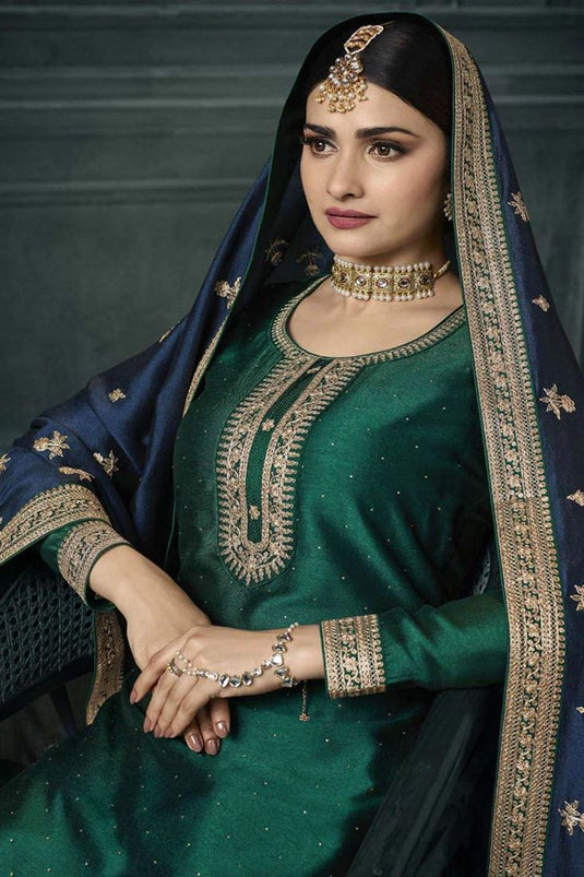 Prachi Desai Georgette Green Color Excellent Palazzo Suit