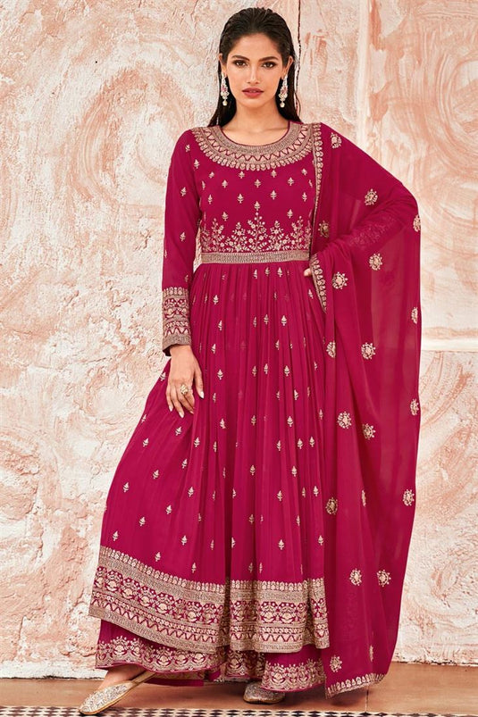 Vartika Singh Engaging Rani Color Georgette Palazzo Suit