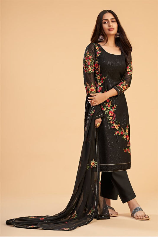 Function Look Black Color Inventive Georgette Salwar Suit