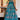 Teal Color Cotton Silk Fabric Gown With Dupatta In Party Wear