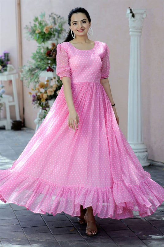 Pink Color Supreme Georgette Readymade Digital Printed Gown