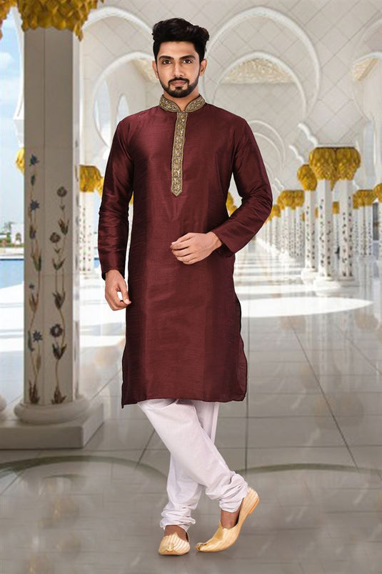 Festive Wear Readymade Kurta Pyjama For Men In Art Silk Fabric