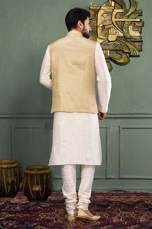 Beige Fancy Fabric Sangeet Wear Trendy Readymade Men Jacket