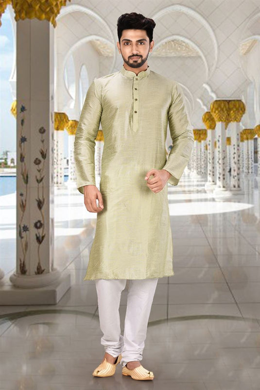 Festive Wear Readymade Kurta Pyjama For Men In Sea Green Art Silk Fabric