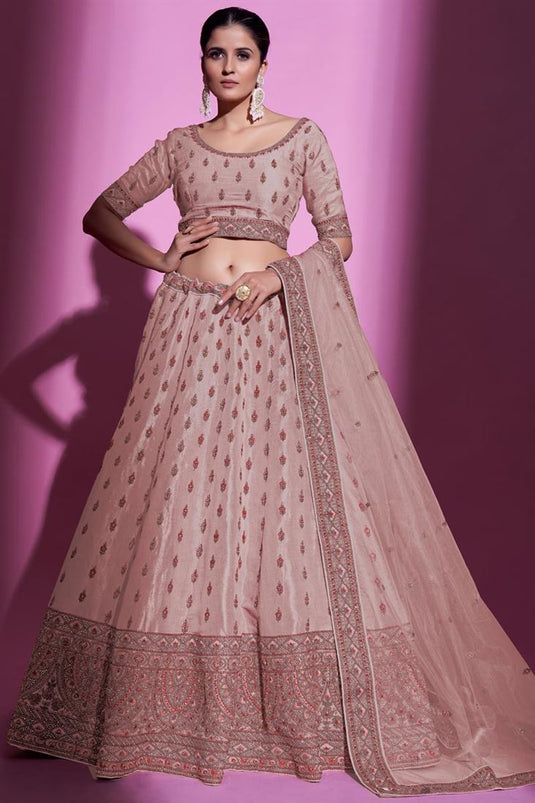 Komal Vora Enriching Peach Color Art Silk Fabric Lehenga