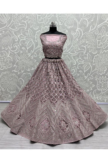 Radiant Lavender Color Net Fabric Wedding Wear Bridal Lehenga