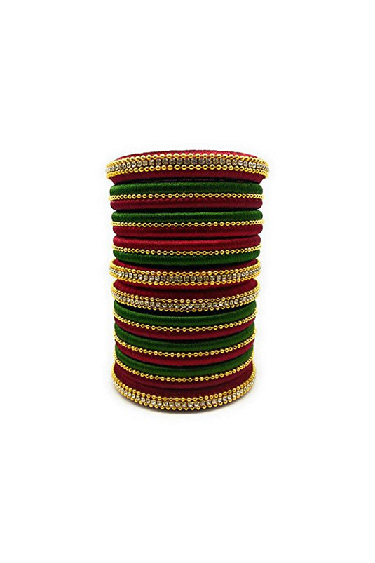 Designer Silk Thread Handmade Bangle Jewellery In Dark Green And Maroon