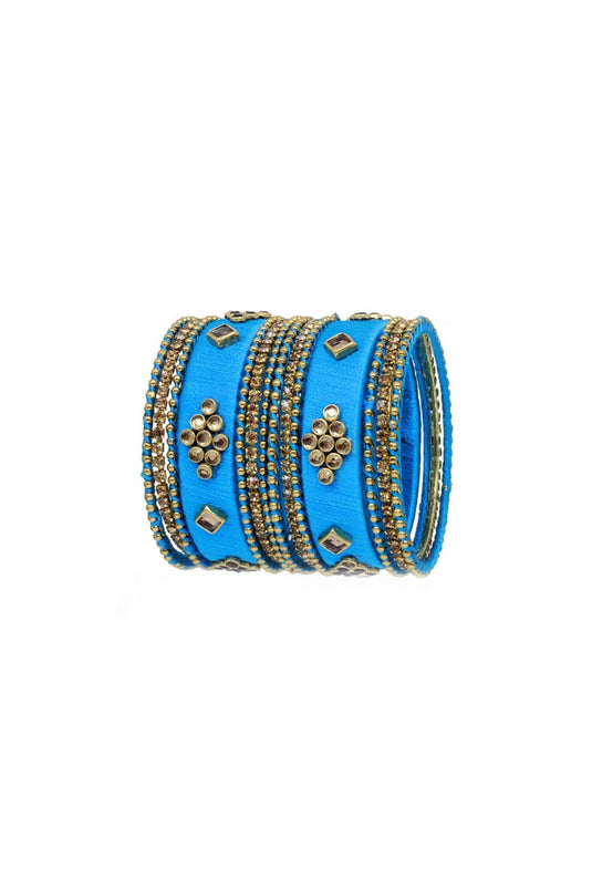 Buy Sky Blue Handmade Silk Thread Designer Bangles For Function