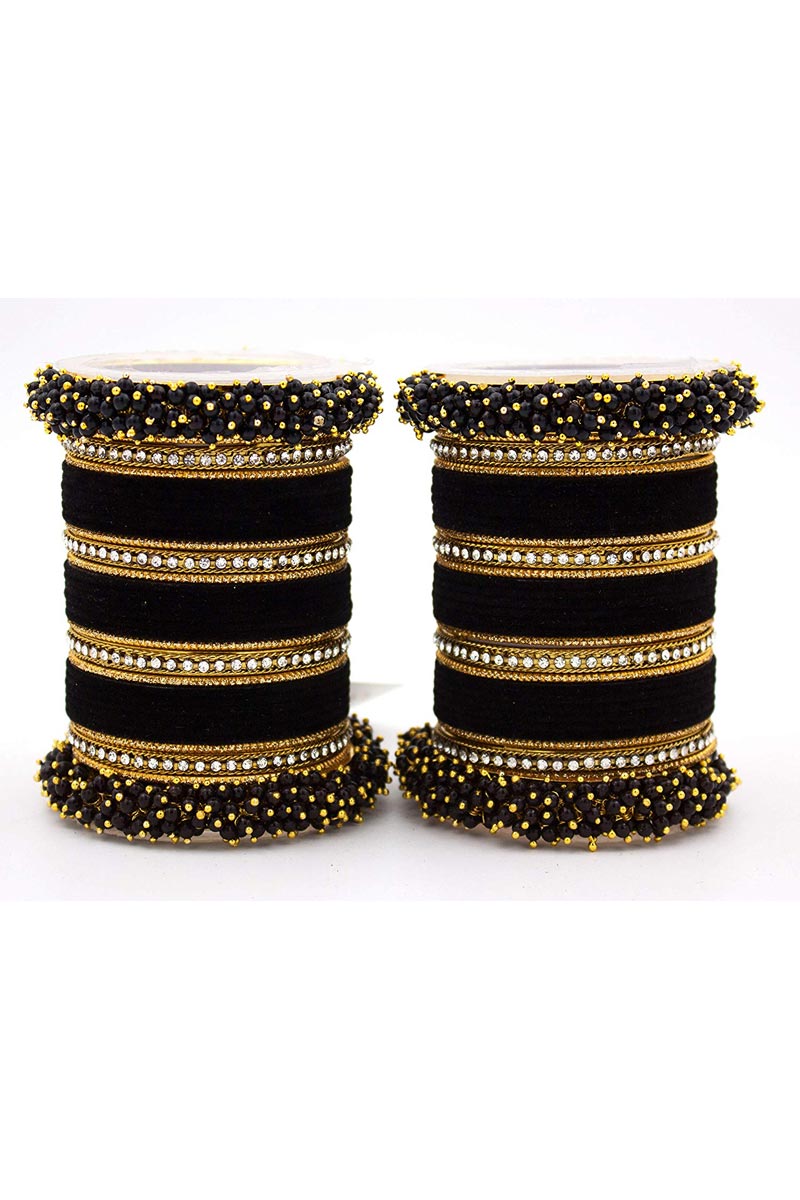 Silk thread clearance bangles black colour